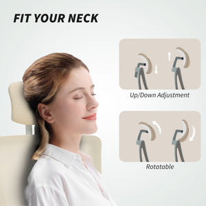 Ergonomic office chair with lumbar support and headrest, beige