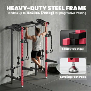 Folding power rack with pulleys, 1,540 lbs