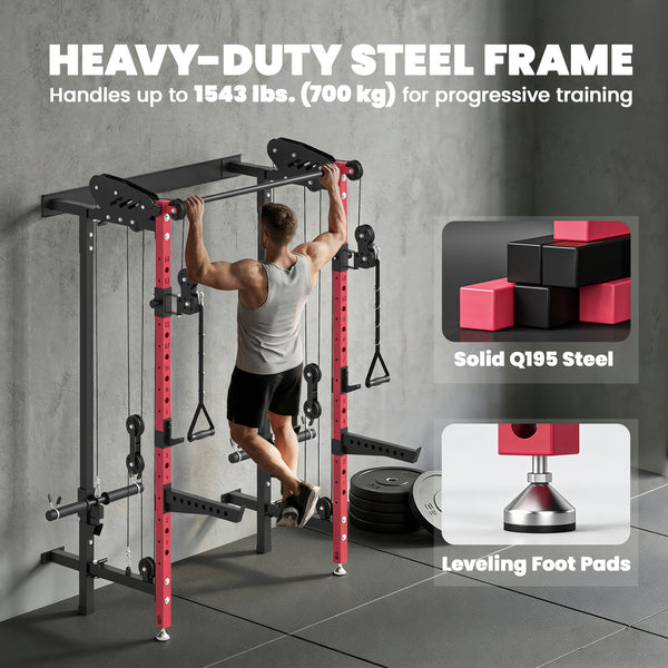 Folding power rack with pulleys, 1,540 lbs