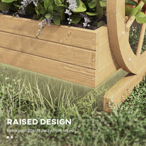 Three-tier wooden planter in the shape of a cart