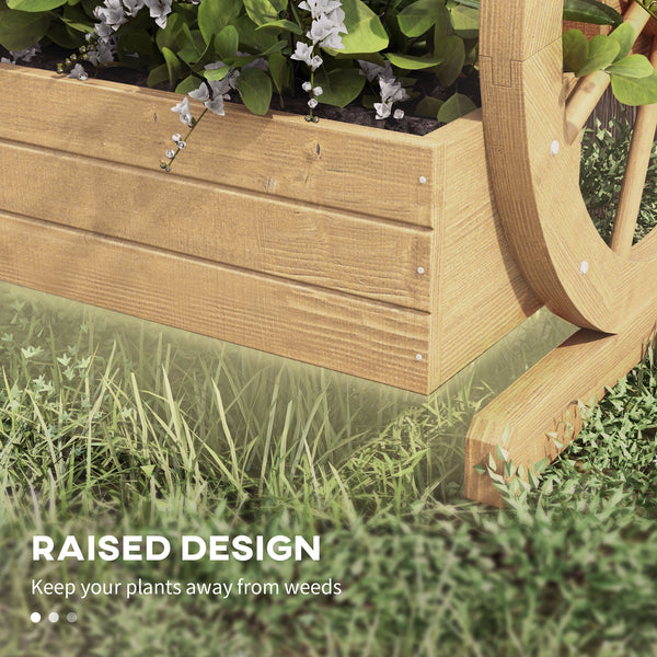Three-tier wooden planter in the shape of a cart