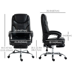 6-point vibration massage office chair with footrest, black