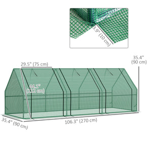 Portable Mini Tunnel Greenhouse for Growing Plants and Flowers with Zippered Roll-Up Doors and Polyethylene Cover, Green