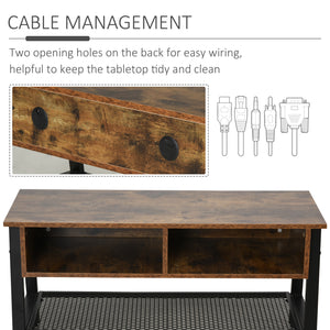 Industrial TV stand for flat screens up to 45 inches, rustic brown