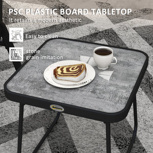 3-Piece Patio Set with Breathable Mesh Fabric, Stacking Chairs and Square Table, Light Gray