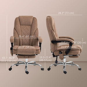 Massage office chair with adjustable height and footrest, brown