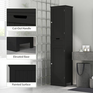 Freestanding bathroom cabinet with drawer and 2 doors, black