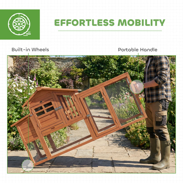 Mobile wooden chicken coop with run and removable tray for 1 to 2 hens