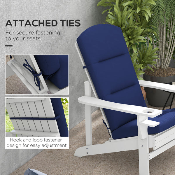 Adirondack Patio Chair Replacement Cushions with Back and Ties, Set of 2, Blue