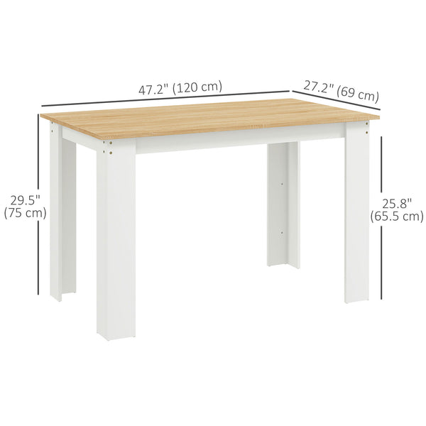 Kitchen table for 4 to 6 people, dining table with veneered top, oak