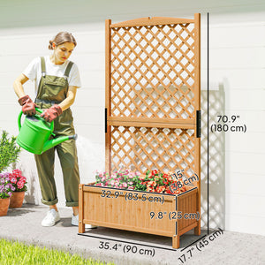 Raised planter with wooden trellis