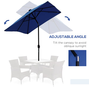9.7-foot parasol with 22 solar LED lights and tilt, dark blue 
