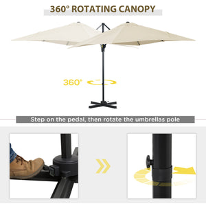 8-foot square cantilever parasol with 360° rotation, cream white
