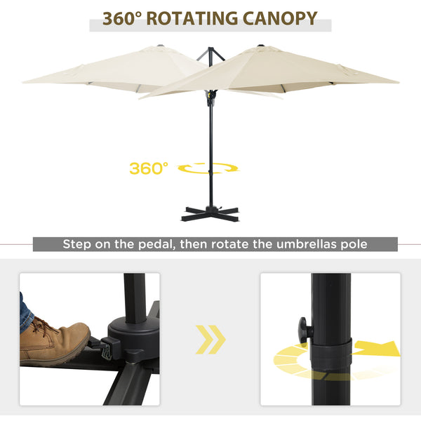 8-foot square cantilever parasol with 360° rotation, cream white