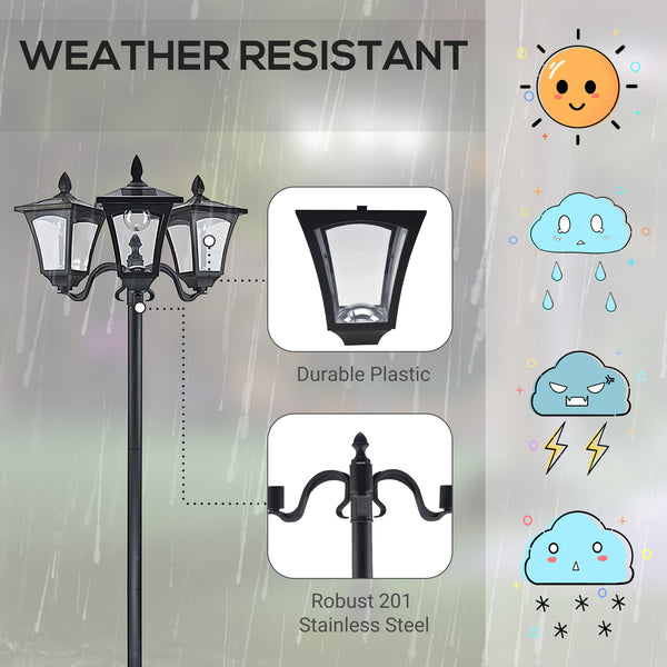 Outdoor solar street light with adjustable brightness, black