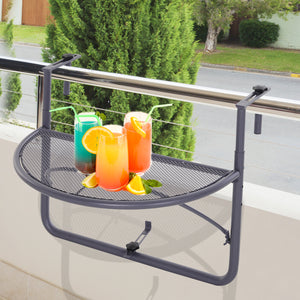 Adjustable metal balcony table, gray