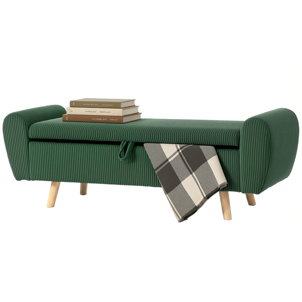 59" corduroy storage bench, dark green