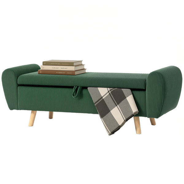 59" corduroy storage bench, dark green