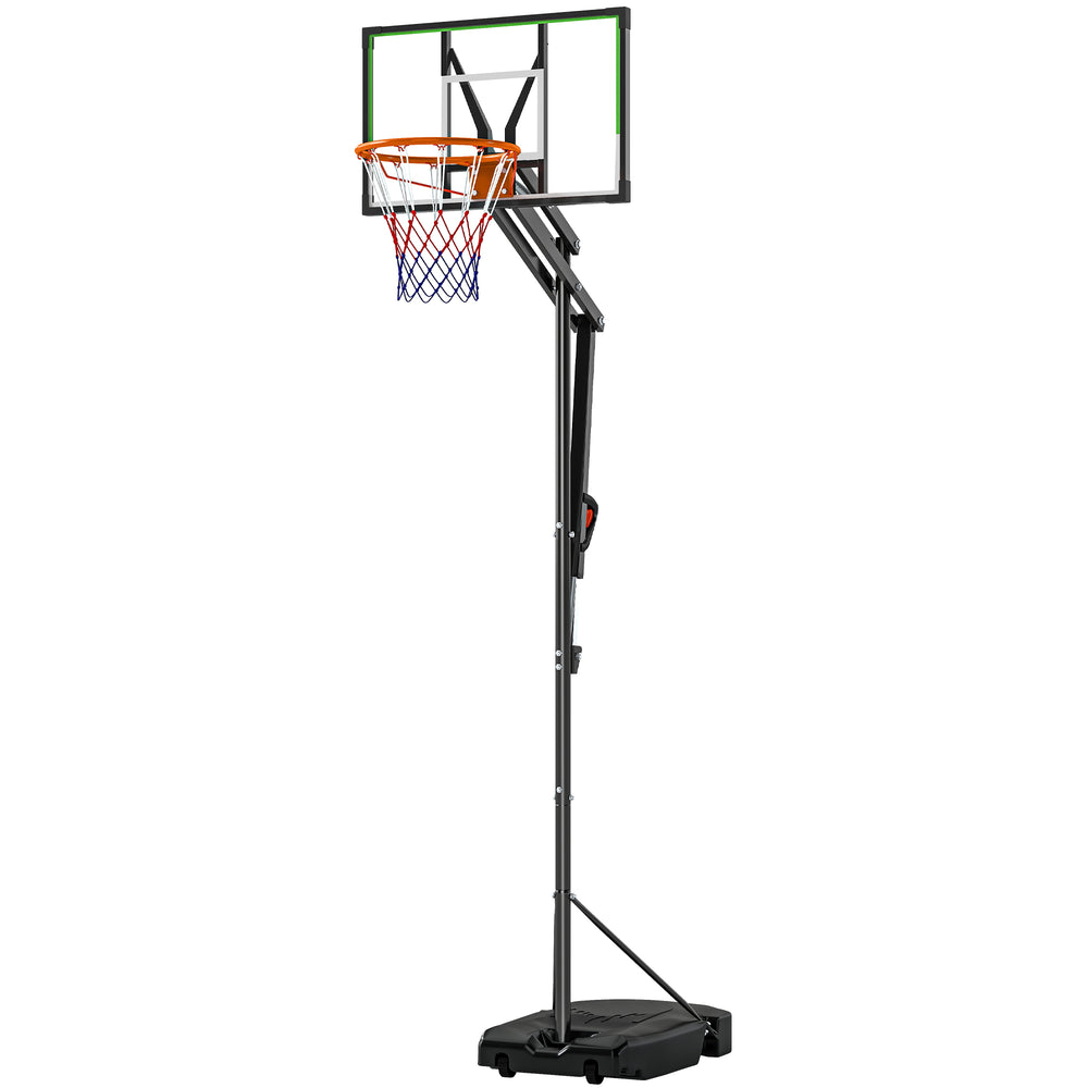 Adjustable basketball hoop from 1.25 to 2.60 m with unbreakable backboard