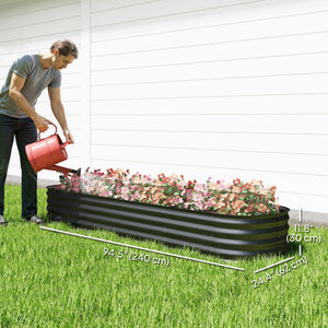Galvanized raised planter with safety rim, black