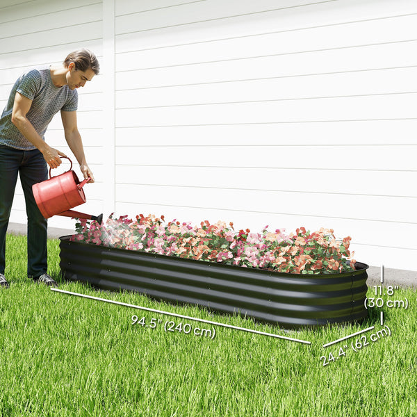 Galvanized raised planter with safety rim, black