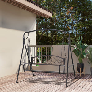 Two-seater swing with metal frame, black