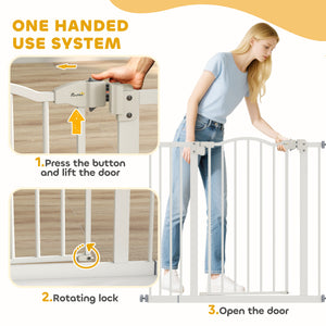 Extra Tall White Dog Gate with Door