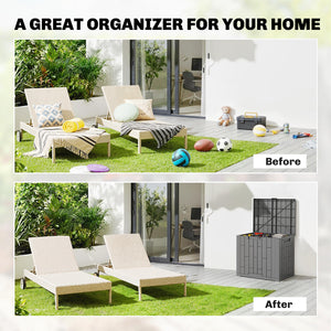 30-Gallon Outdoor Resin Storage Deck Box, Lockable, Splash-Proof, and UV-Resistant.