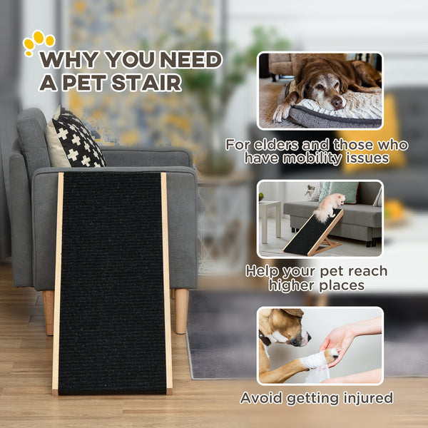 Foldable dog ramp, height adjustable with non-slip coating.
