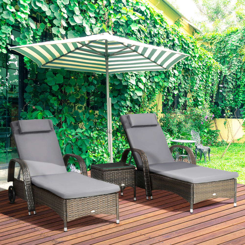 3-piece resin wicker set with table and 2 lounge chairs 