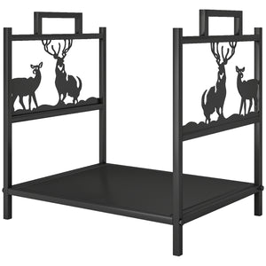 Heavy Duty Log Rack with Handles Black 