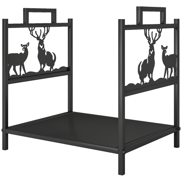 Heavy Duty Log Rack with Handles Black 