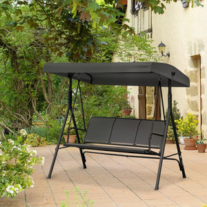 3-seater swing with adjustable canopy, black