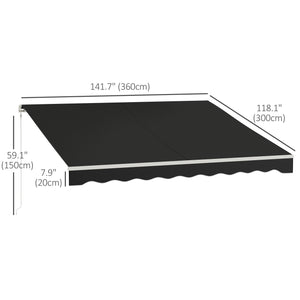12'x10' Electric Retractable Awning with Remote Control, Black