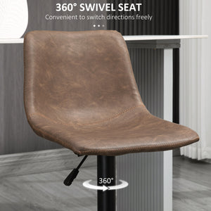 Set of 2 vintage brown leather bar stools