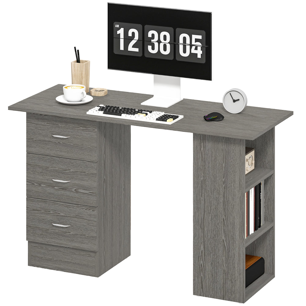 Desk with 3 drawers, grey