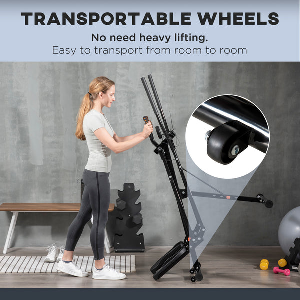 Elliptical trainer with four resistance levels, LCD display and heart rate sensor