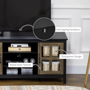 TV stand for TVs up to 55 inches, with adjustable shelves and cable management, black