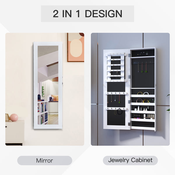 White jewelry cabinet with mirror and wall mount