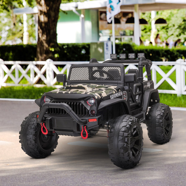 12V Police Jeep with Parental Remote Control, Camouflage