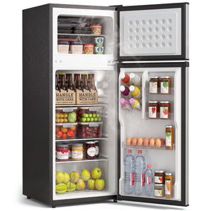 7.7 cu. ft. Refrigerator with Freezer, Silver and Black