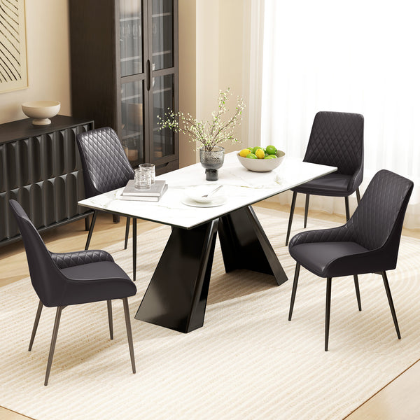 Set of 2 padded kitchen chairs, black