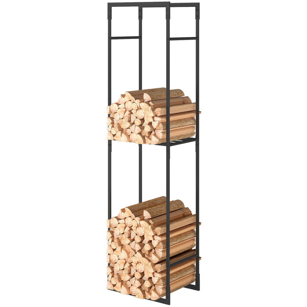 Log rack with adjustable shelf