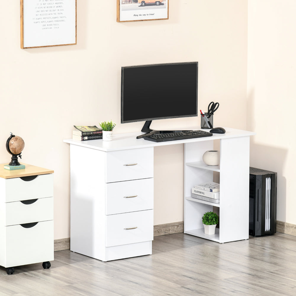 47-inch Desk with 3-Tier Storage Shelves, White