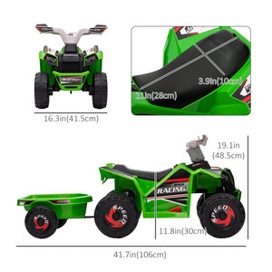 6V ATV with rear trailer, green