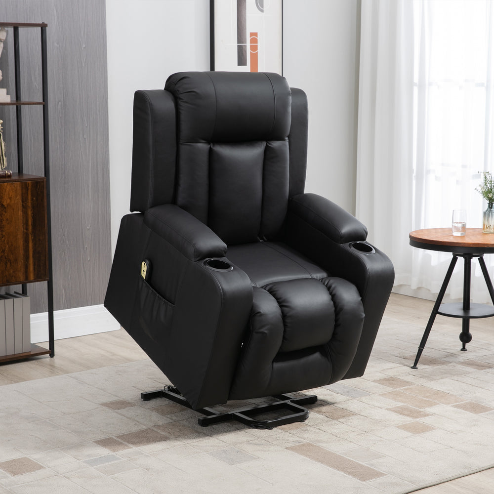 PU Leather Electric Recliner Lift Chair with Footrest, Black