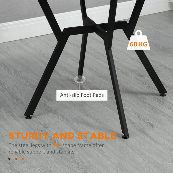 Round dining table with steel frame, brown