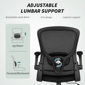 Ergonomic mesh office chair with 4D lumbar support, black