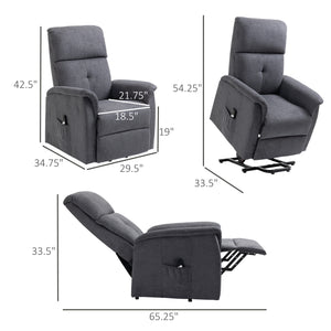 Electric Recliner Lift Chair with Remote Control and Side Pocket, Grey