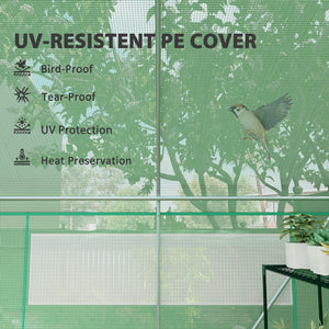 Tunnel greenhouse with 3 roll-up doors and large screened windows